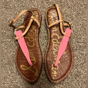 Sam Edelman Pink and Tan Sandals Thong Style